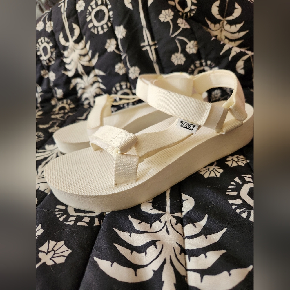 White Teva midform sandals bright white size 7